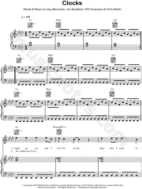 Coldplay "Clocks" Music in Ab Major - Download Print - SKU: