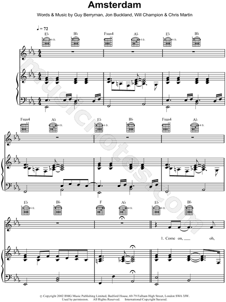 True Love by Coldplay - Piano, Vocal, Guitar - Digital Sheet Music