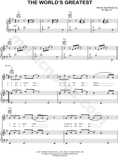 R Kelly 'The World's Greatest' Sheet Music, Chords & Lyrics