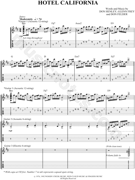  Get Over It Sheet Music (Guitar Tab/Vocal): Frey, Don