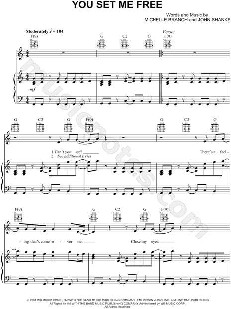 Everywhere by Michelle Branch - Piano, Vocal, Guitar - Digital Sheet Music