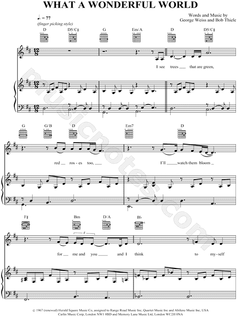 Wonderful World sheet music for guitar (chords) (PDF)