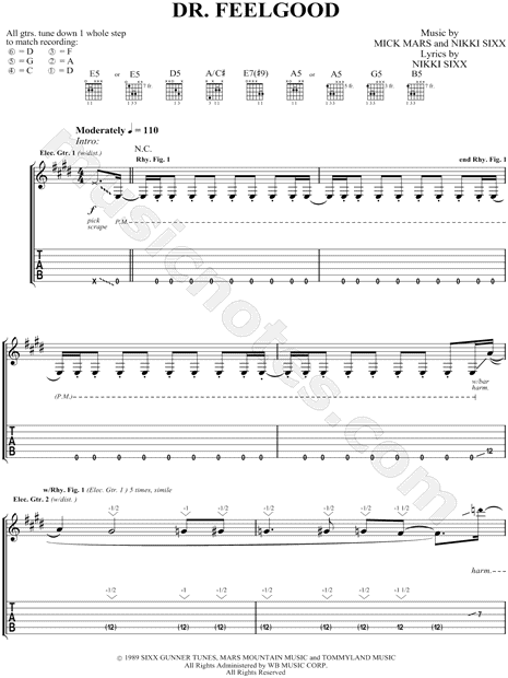 MOTLEY CRUE - THE BEST OF (14 SONGS) - GUITAR TAB (ELECTRONIC DELIVERY)