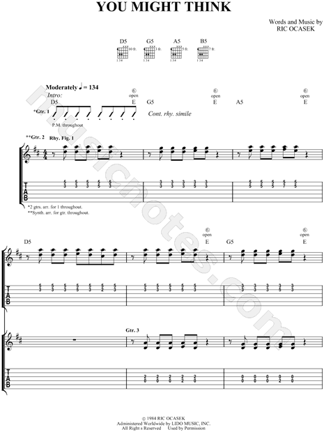 He Thought Of Cars Sheet Music | Blur | Guitar Chords/Lyrics