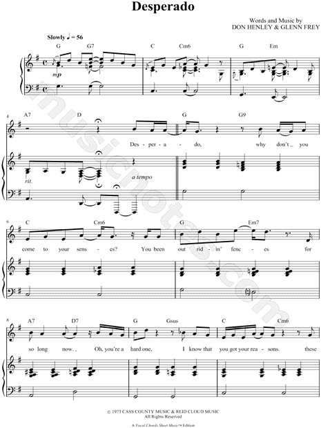 Download Desperado - Eagles sheet music. #musicians #sheetmusic