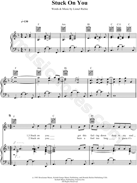 Stuck On You sheet music for guitar (chords) (PDF) v2