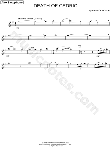 Death of Cedric - Alto Saxophone