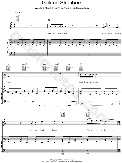 Golden Slumbers Kiss Your Eyes - Piano Solo - Digital Sheet Music