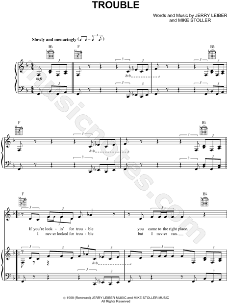 Trouble, by Elvis Presley - lyrics and chords