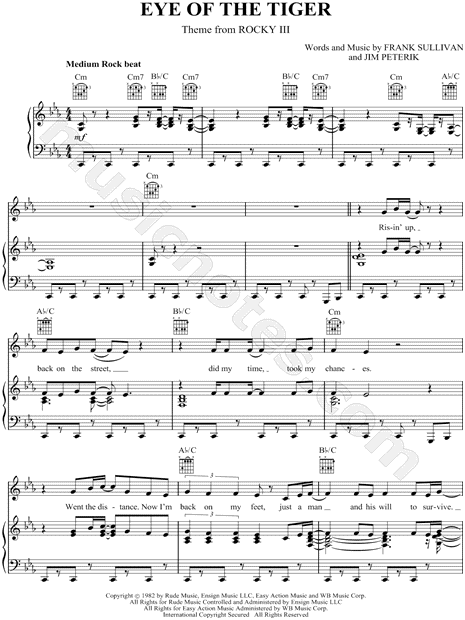 Eye of the Tiger Piano Accompaniment Sheet music for Piano (Solo) Easy