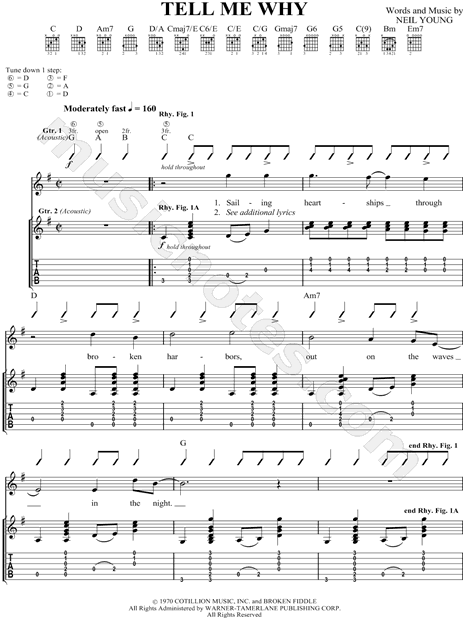 Song lyrics with guitar chords for Tell Me Why - Neil Young