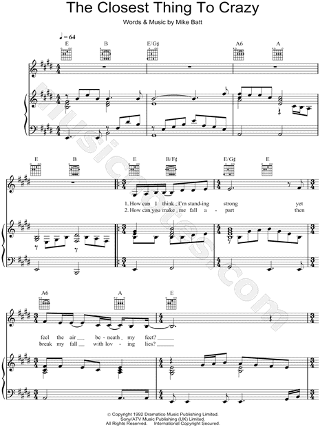 Katie Melua The Closest Thing To Crazy Sheet Music (Easy Piano