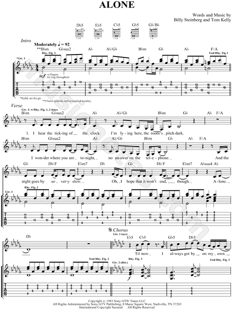 Heart Alone Guitar Tab in Bb Minor - Download & Print - SKU: MN0058929