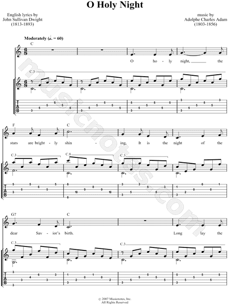 O Holy Night Sheet Music | Adolphe Adam | Guitar Chords/Lyrics