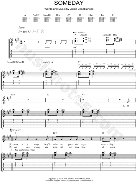 Reptilia Tab by The Strokes (Guitar Pro) - Full Score