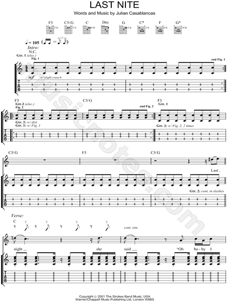 Reptilia Tab by The Strokes (Guitar Pro) - Full Score