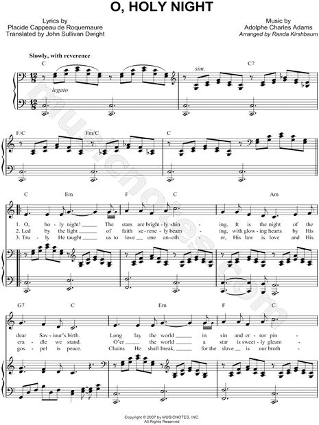 Oh Holy Night (D major - with chords) EASY (arr. Duda Oriontte) Sheet Music, Adolphe Adam