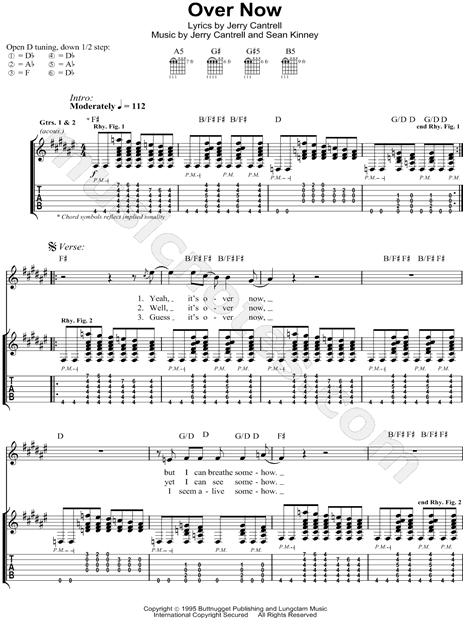 Over Now Sheet Music, Alice In Chains