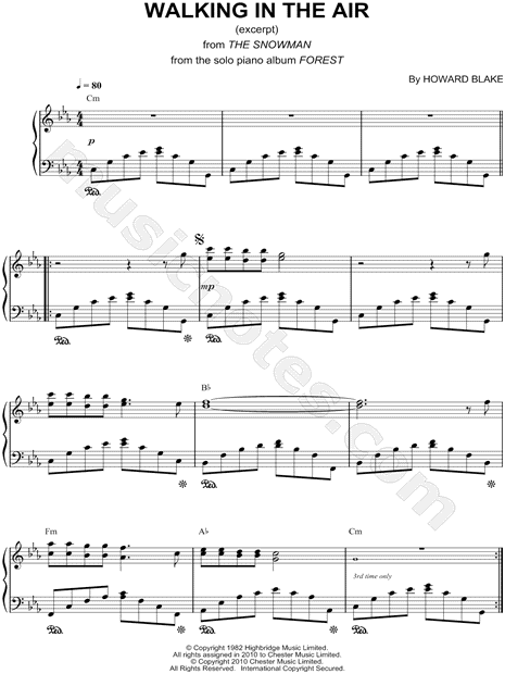 Walking in the air piano discount