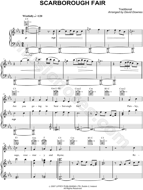 Song - Scarborough Fair - Choral and Vocal sheet music arrangements