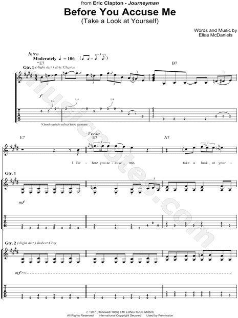 Eric Clapton Pretending Guitar Tab in E Major - Download & Print - SKU:  MN0065030