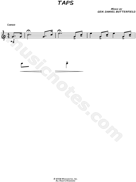 Daniel Butterfield "Taps" Sheet Music (Leadsheet) Violin, Oboe or Recorder) in C Major (transposable) - & Print - MN0064938