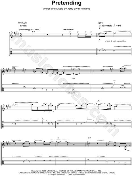 Eric Clapton Pretending Guitar Tab in E Major - Download & Print - SKU:  MN0065030
