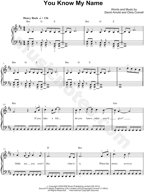 YOU KNOW MY NAME Sheet music for Piano (Solo)