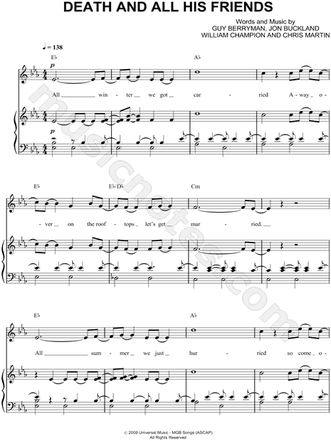 Death And All His Friends sheet music for voice, piano or guitar v2