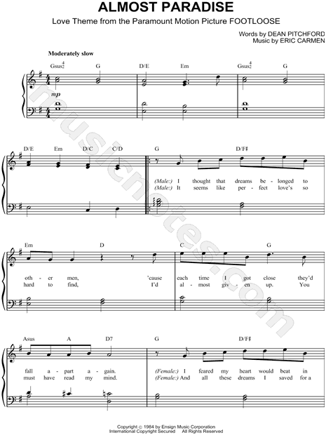 Almost Paradise - Mike Reno & Ann Wilson (Chords)