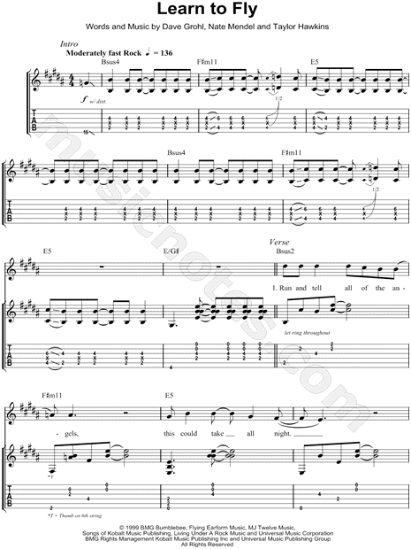 Download Foo Fighters 'Learn To Fly' Sheet Music, Chords & Lyrics