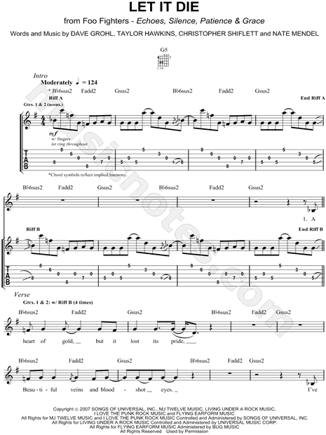 Let It Die by Foo Fighters - Electric Guitar - Digital Sheet Music