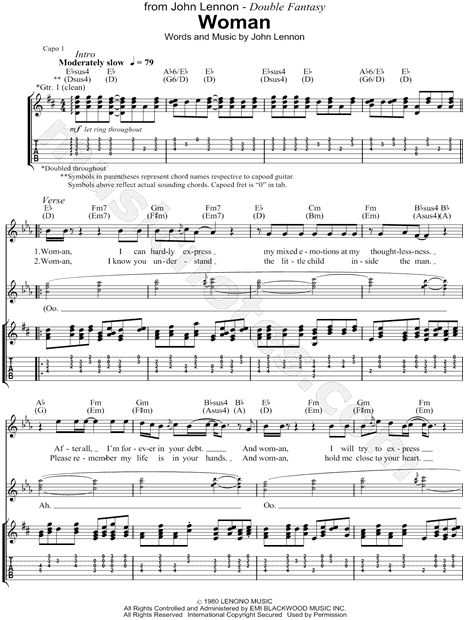 Woman by John Lennon - Piano - Digital Sheet Music