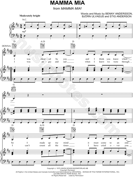 The Name Of The Game (from Mamma Mia!) Sheet Music | ABBA | E-Z Play Today