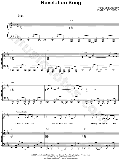 Revelation Song" Sheet Music by Gateway Worship for Piano