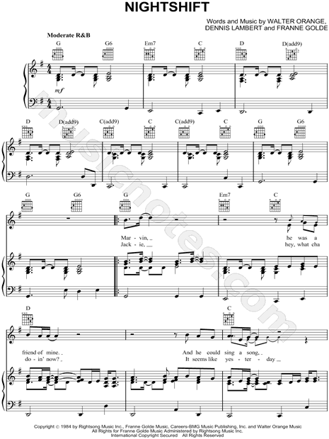 Commodores Nightshift Sheet Music in G Major (transposable) - Download &  Print - SKU: MN0074914