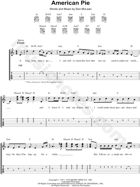 Learn Guitar Chords for Don McLean's “American Pie” - American