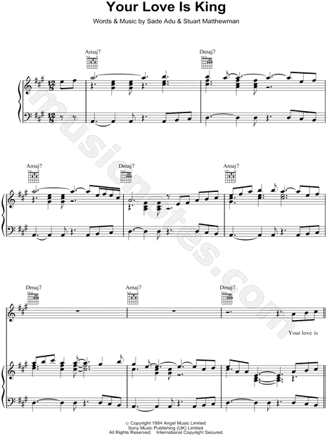 Sade Your Love Is King Sheet Music in A Major (transposable) - Download &  Print - SKU: MN0077746