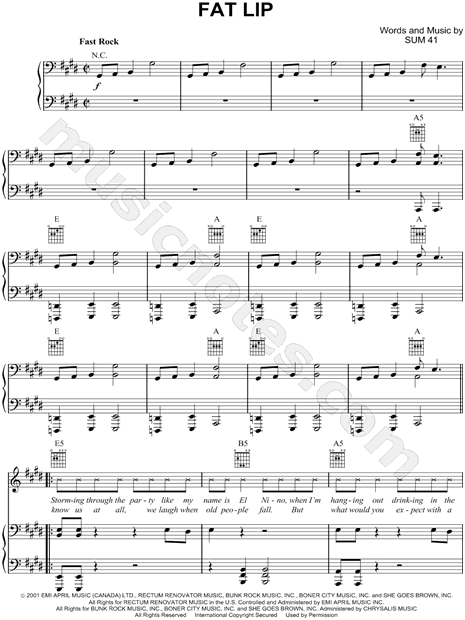 Sum 41 – Pieces Sheet music for Piano (Solo)