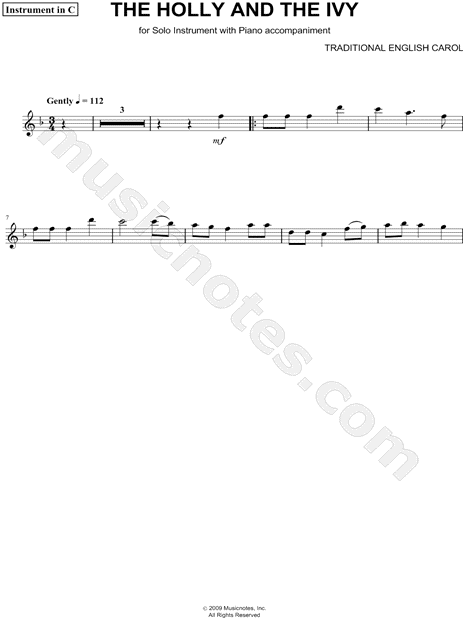 The Holly and the Ivy - C Instrument