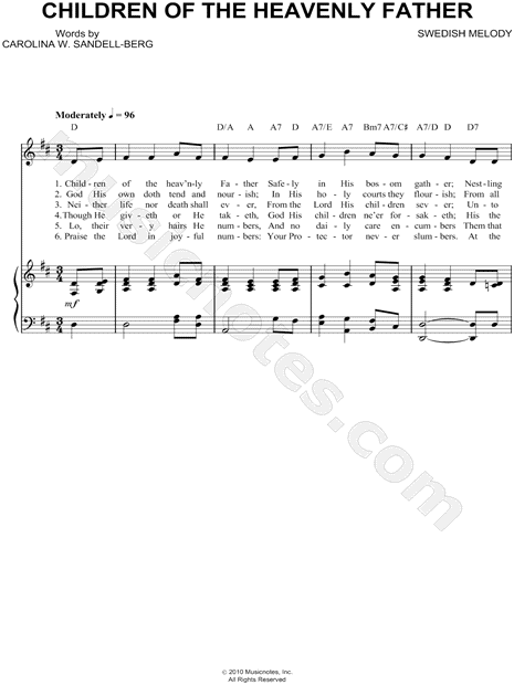 Top 500 Hymn: Children Of The Heavenly Father - lyrics, chords and PDF