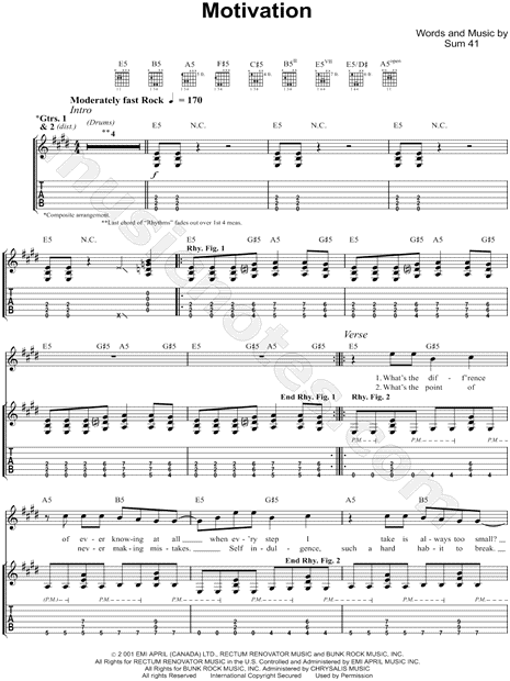 Pieces Tab by Sum 41 (Guitar Pro) - Guitar & Vocals