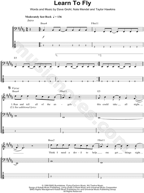 Download Foo Fighters 'Learn To Fly' Sheet Music, Chords & Lyrics