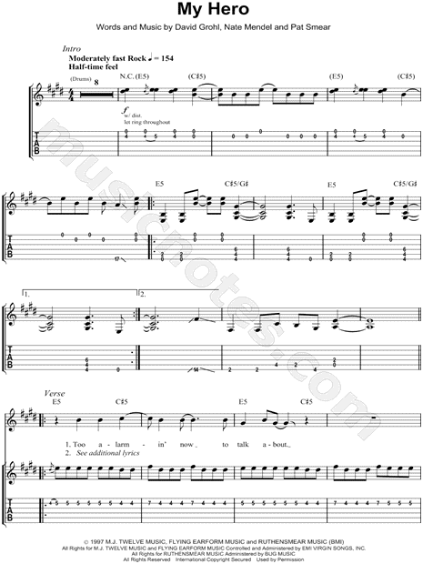 Foo Fighters- My Hero With Lyrics Chords - Chordify