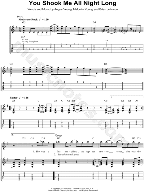 You Shook Me All Night Long by AC/DC - Guitar Tab Play-Along - Guitar  Instructor