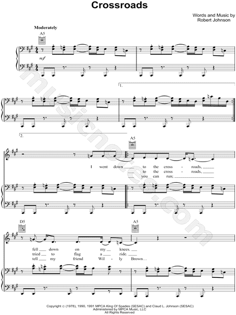 Cross Road Blues (Crossroads) Sheet Music | Cream | Guitar Tab