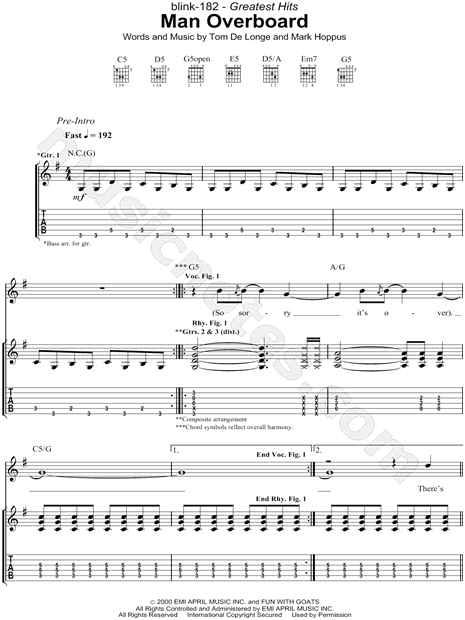 Man Overboard - Bass Tab