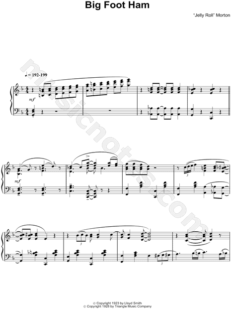 Jelly Roll Morton Big Foot Ham Sheet Music Piano Solo in F Major Download Print SKU MN0084202