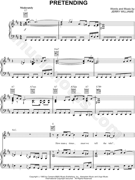 Eric Clapton Pretending Sheet Music in B Minor (transposable) - Download  & Print - SKU: MN0084498