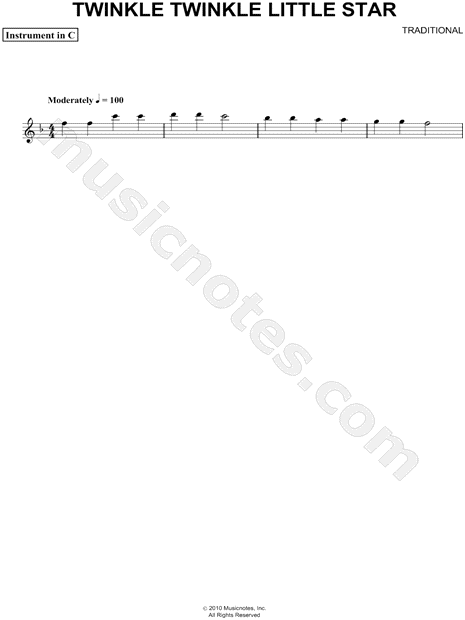 Twinkle Twinkle Little Star - C Instrument